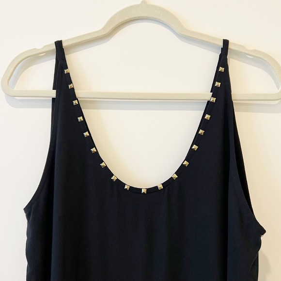 Zara Studded Slip Tank Little Black Dress Mini Scoop Neck Shift Sz Large L - Picture 3 of 5